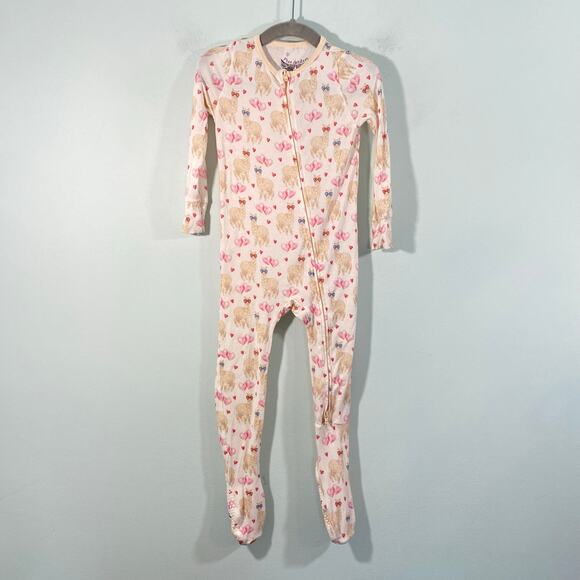 Free Birdees Llama & Hearts Full Zip Bamboo Footed Pajamas Size 18-24M - Picture 1 of 5